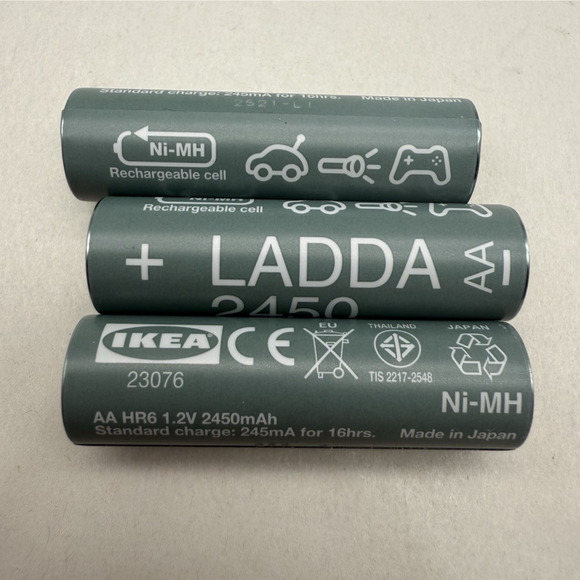 IKEA LADDA AA 2450mAH Rechargeable Batteries Multi-Use NiMH Clock Remote Toy 3pc - Picture 1 of 8